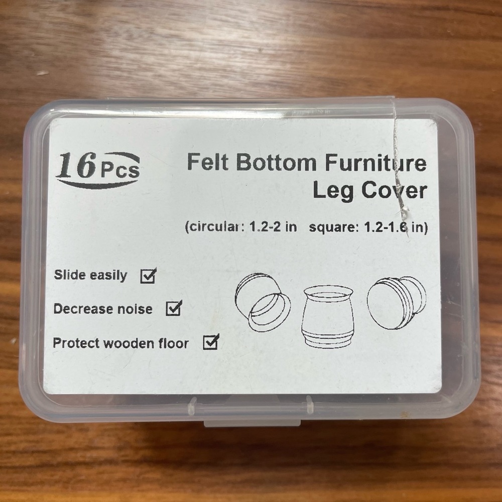 Felt Bottom Furniture Leg Cover - Black
